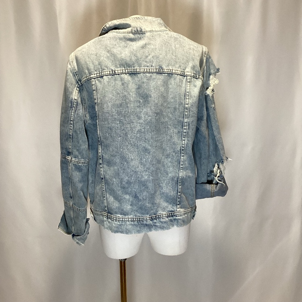 641. Free People Jean Jacket - Super Distressed - Xl - Nwot View 3